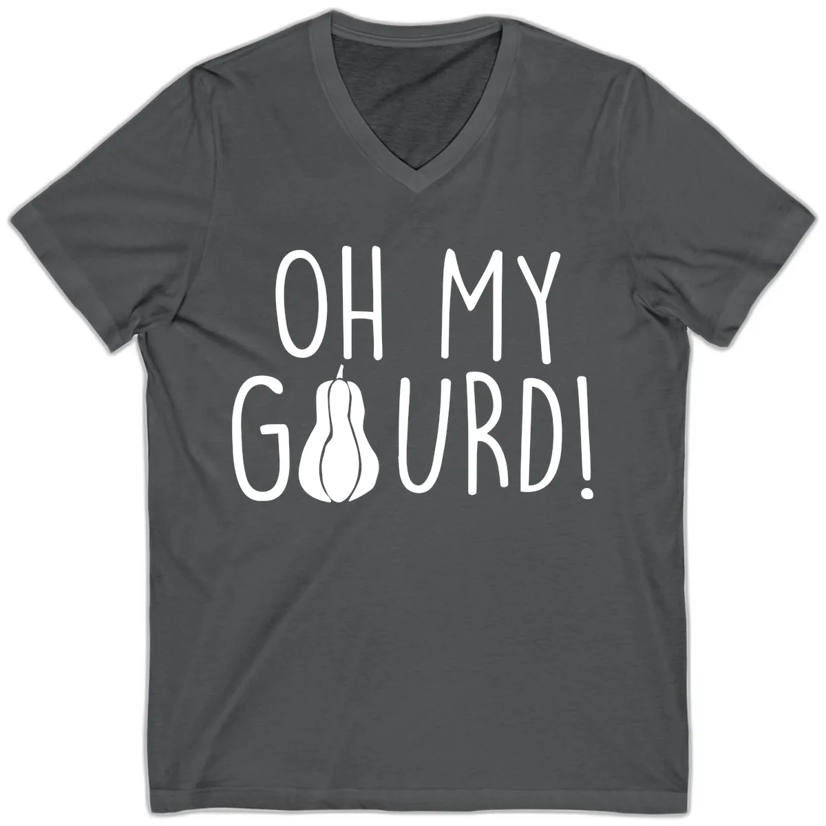 Oh My Gourd Thanksgiving Pun Design V-Neck in Asphalt